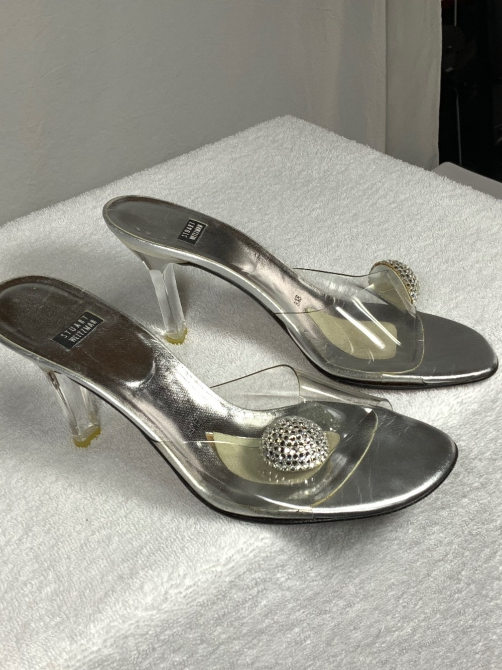 Stuart Weitzman Silver Clear High Heel Sandals - 8.5